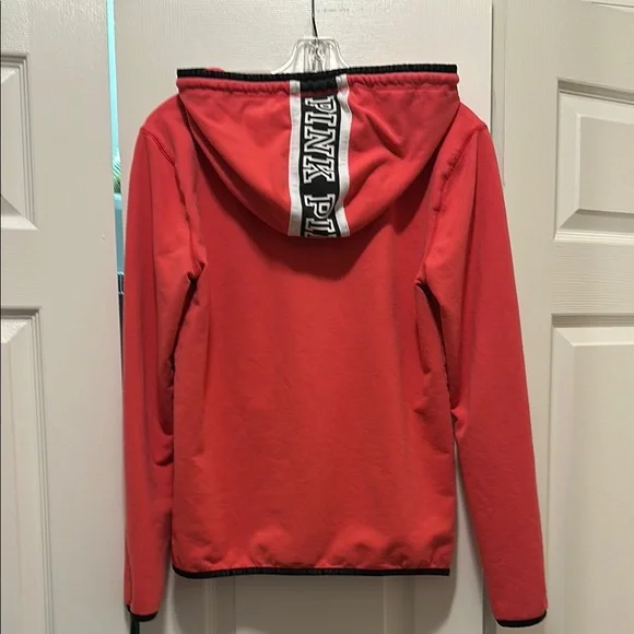 2/$20 Victoria's Secret PINK Hot Pink Zip-Up Hood Thumb Holes Logo Pockets Sz M - Picture 4 of 5